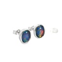 Triplet Opal Stud Earrings In Sterling Silver