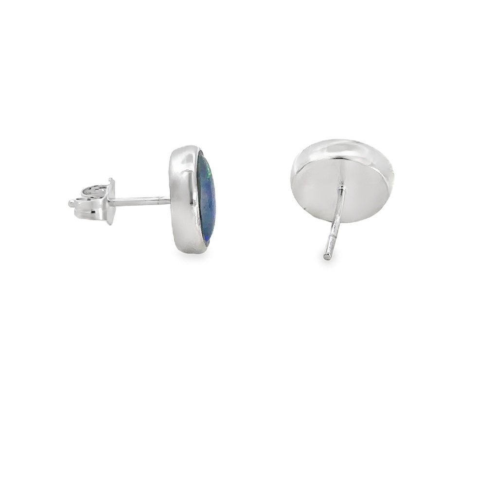 Triplet Opal Stud Earrings In Sterling Silver