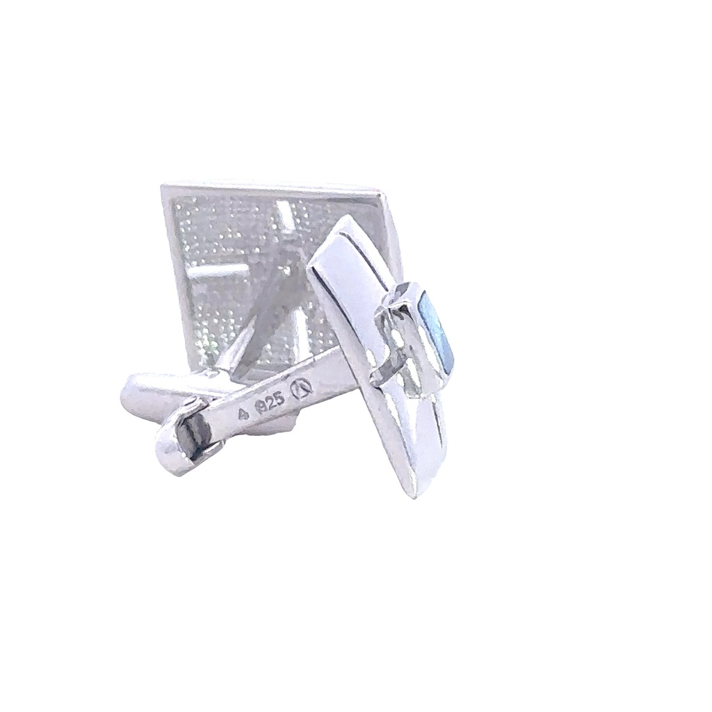 Cufflink Crystal Opal Sterling Silver