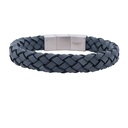 Blue Leather Mens Bracelet With Steel Clasp