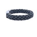 Blue Leather Mens Bracelet With Steel Clasp