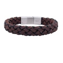 Blue Leather Mens Bracelet With Steel Clasp
