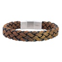 Blue Leather Mens Bracelet With Steel Clasp
