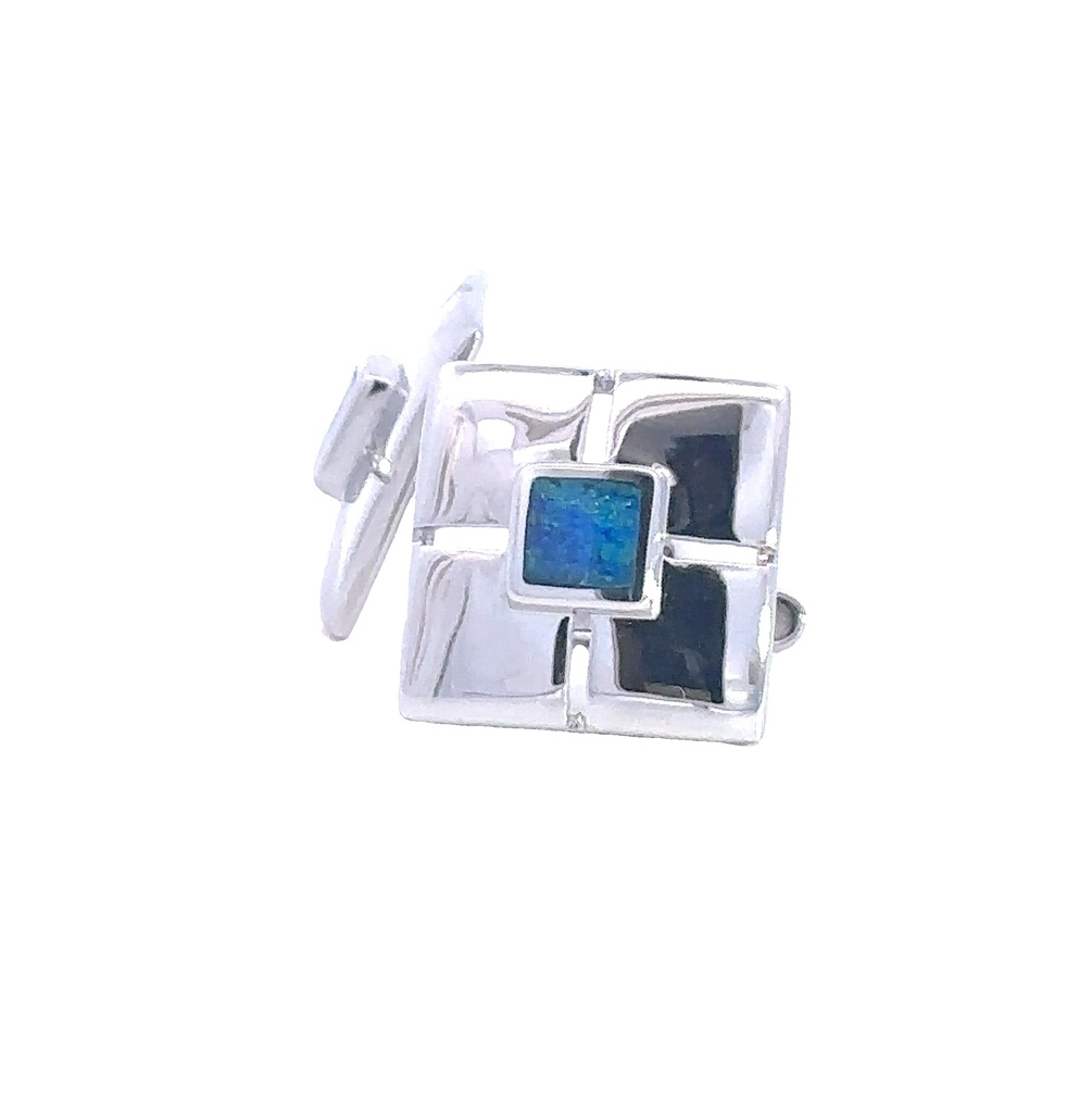 Cufflink Crystal Opal Sterling Silver