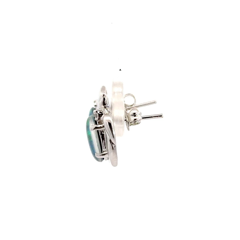 Sterling Silver Bezel Triplet CZ Opal Earrings