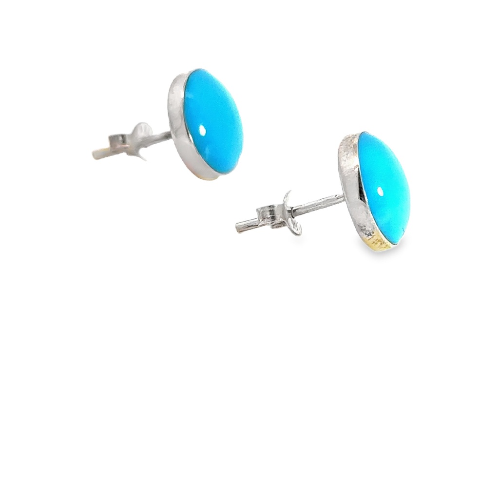 Turquoise Stud Earrings In Sterling Silver