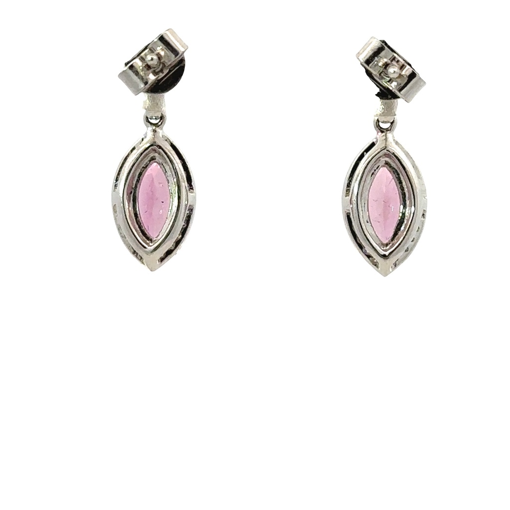 Pink Tourmaline Earrings In 9ct White Gold