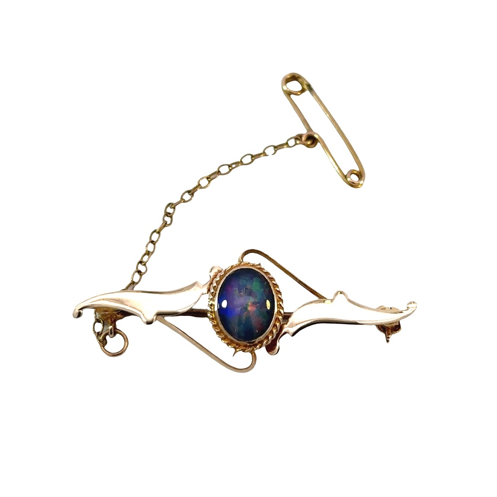 Triplet Opal Brooch In 9ct Yellow Gold