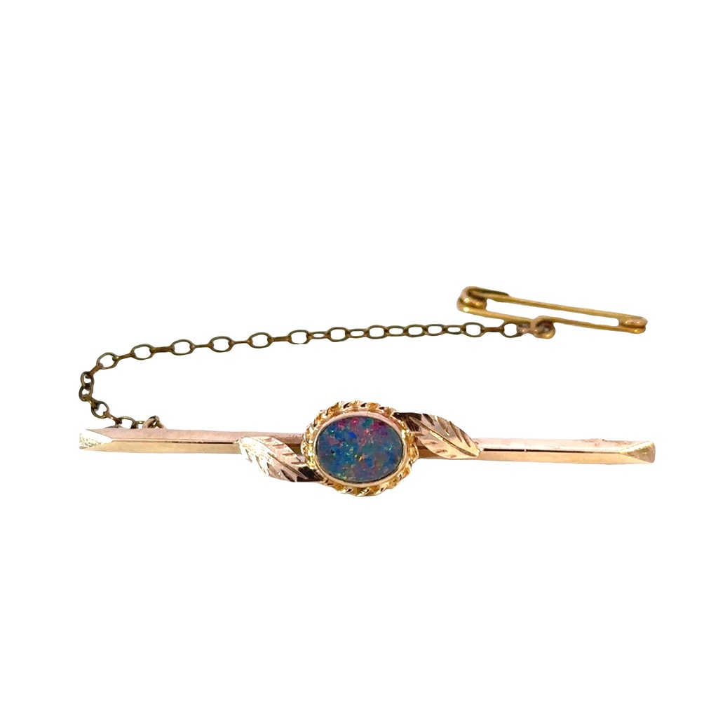 Doublet Opal Brooch In 9ct Yellow Gold