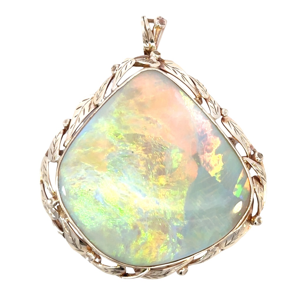 Solid Opal Brooch In 9ct Yellow Gold