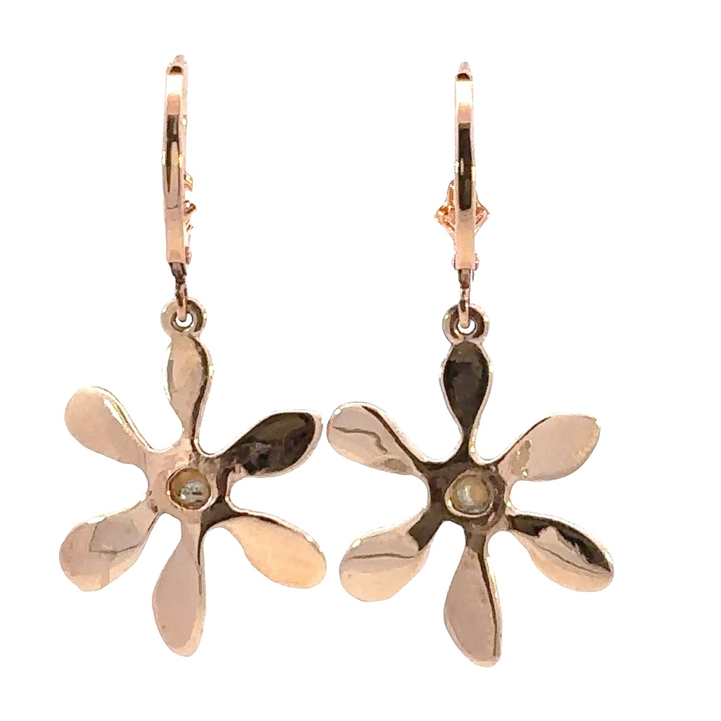 Pearl Earrings In 9ct Rose Gold With Flower Detail