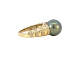 Tahitian Pearl & Diamond Ring In 14ct Yellow Gold