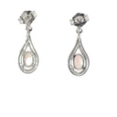 Solid Crystal Opal Stud Earrings In 14K White Gold