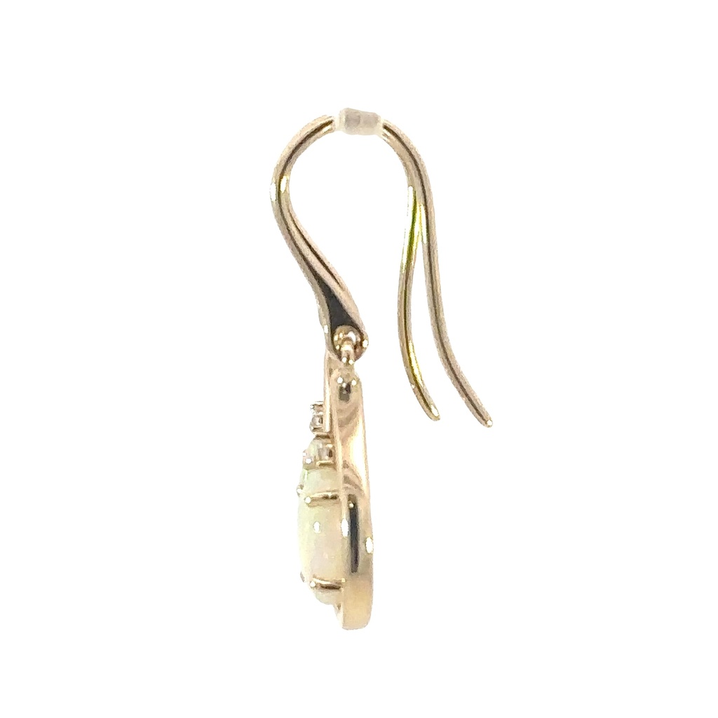 Solid Crystal Opal And Diamond Earrings In 14K Yellow Gold