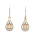 Solid Crystal Opal And Diamond Earrings In 14K Yellow Gold