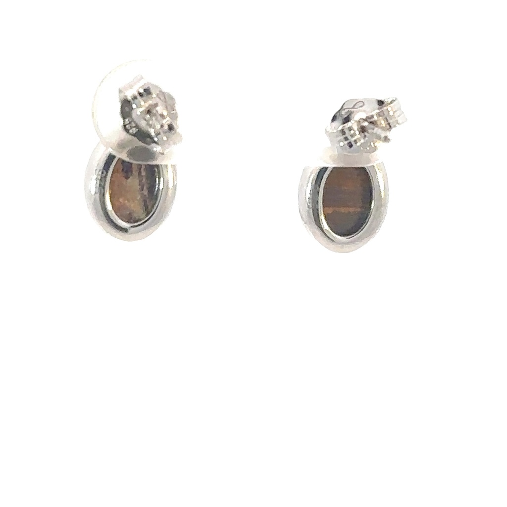 Solid Boulder Opal Earrings In Sterling Silver