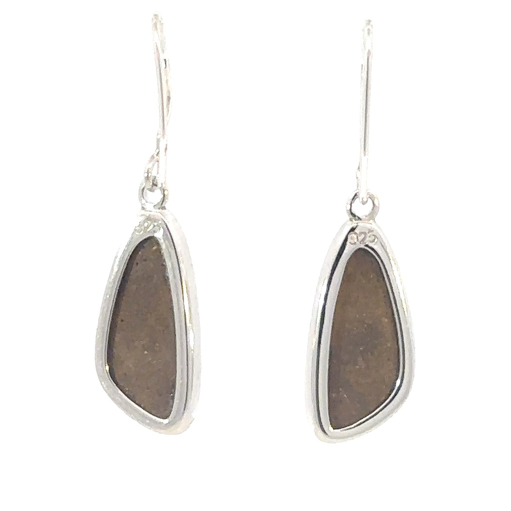 Solid Boulder Opal Earrings In Sterling Silver