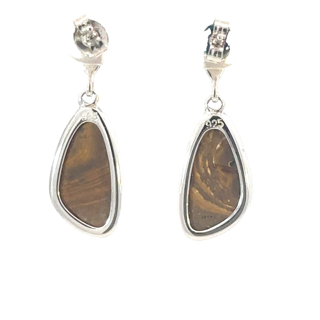 Freeform Opal Doublet Earrings In Sterling Silver