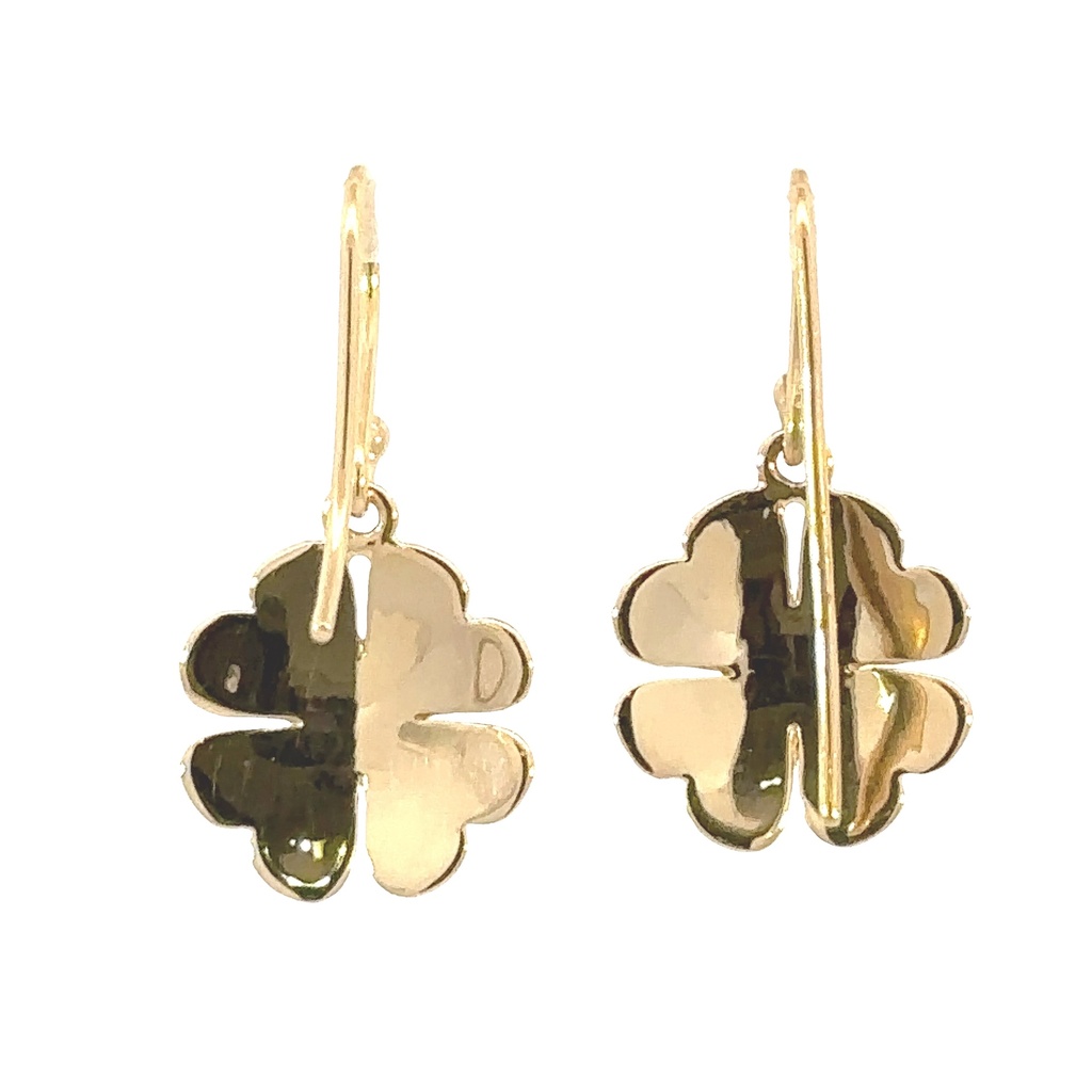 Earrings With Four Leaf Clover In 9K Gold
