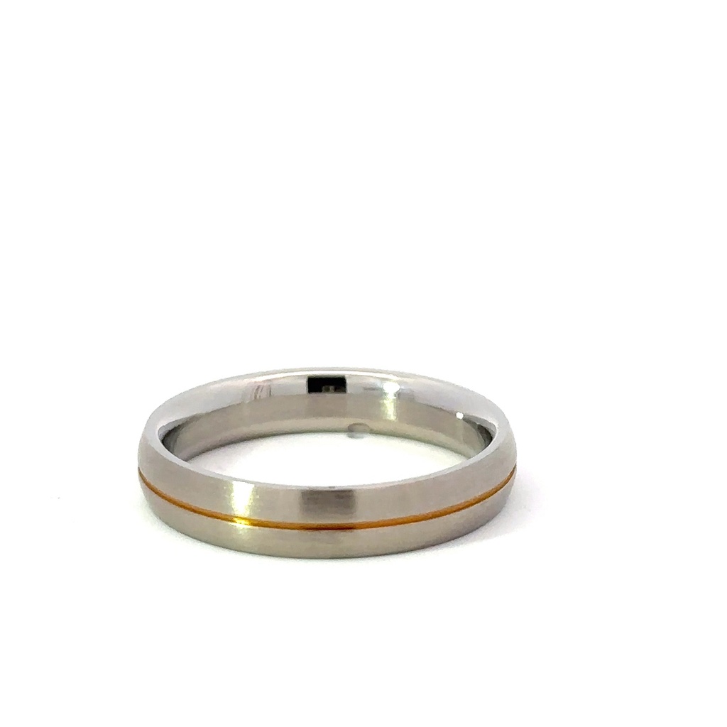 Stainless Steel Mens Satin Cubic Zirconia Ring