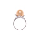 14ct White Gold South Sea Pearl & Curved Diamond Ring