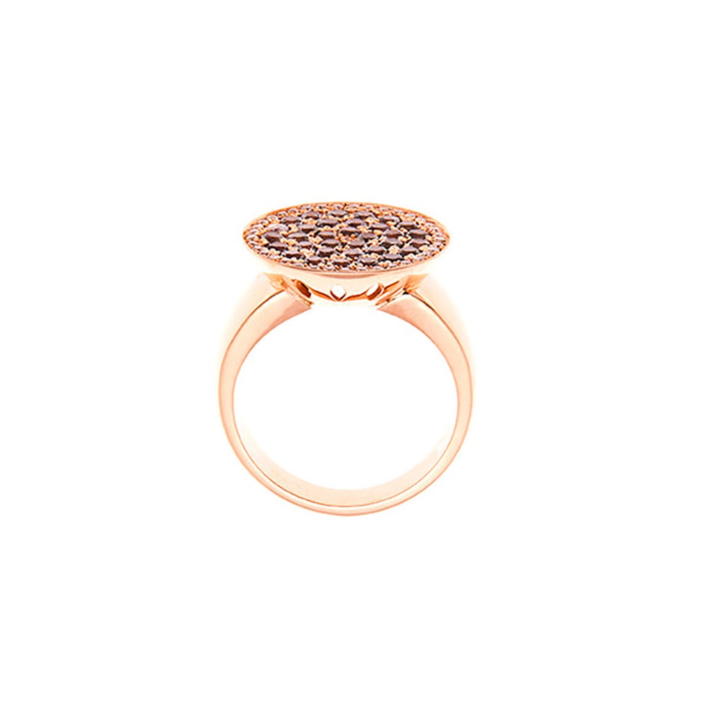 18ct Rose Gold Coin Ring Pave Spinel & Diamonds