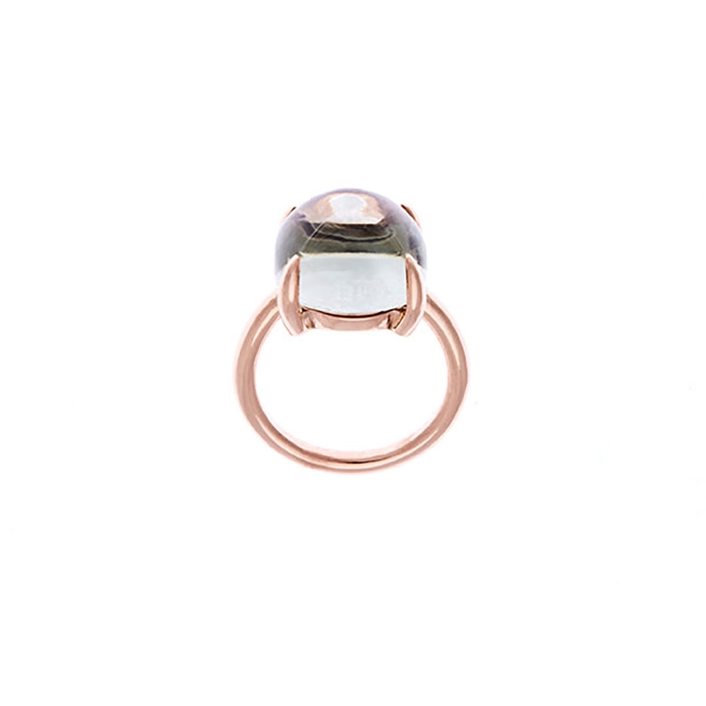 18ct Rose Gold Cabochon Green Quartz Ring