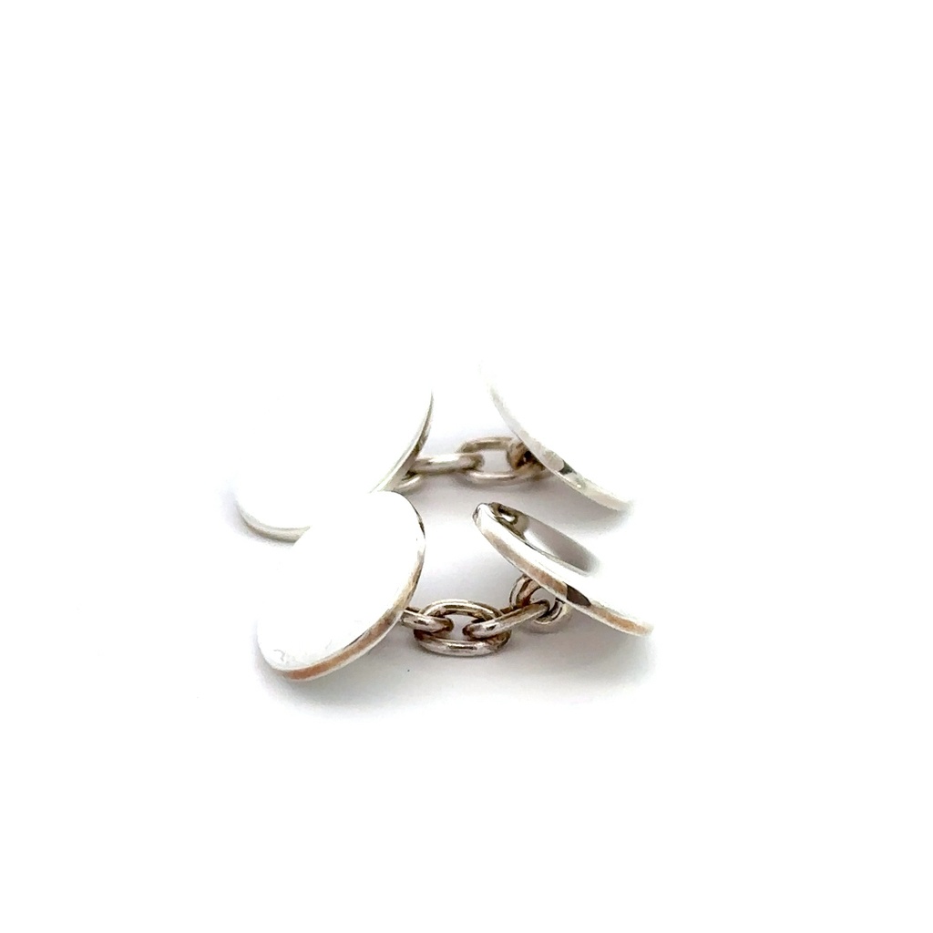 Double Oval Silver Cufflinks