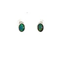 Sterling Silver 4-claw Triplet Oval Opal Earrings