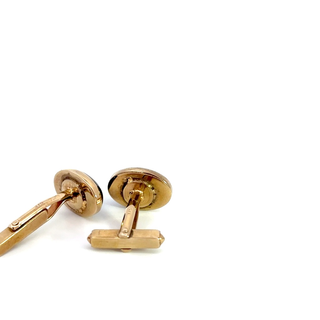 9ct Yellow Gold Oval Onyx Cufflinks