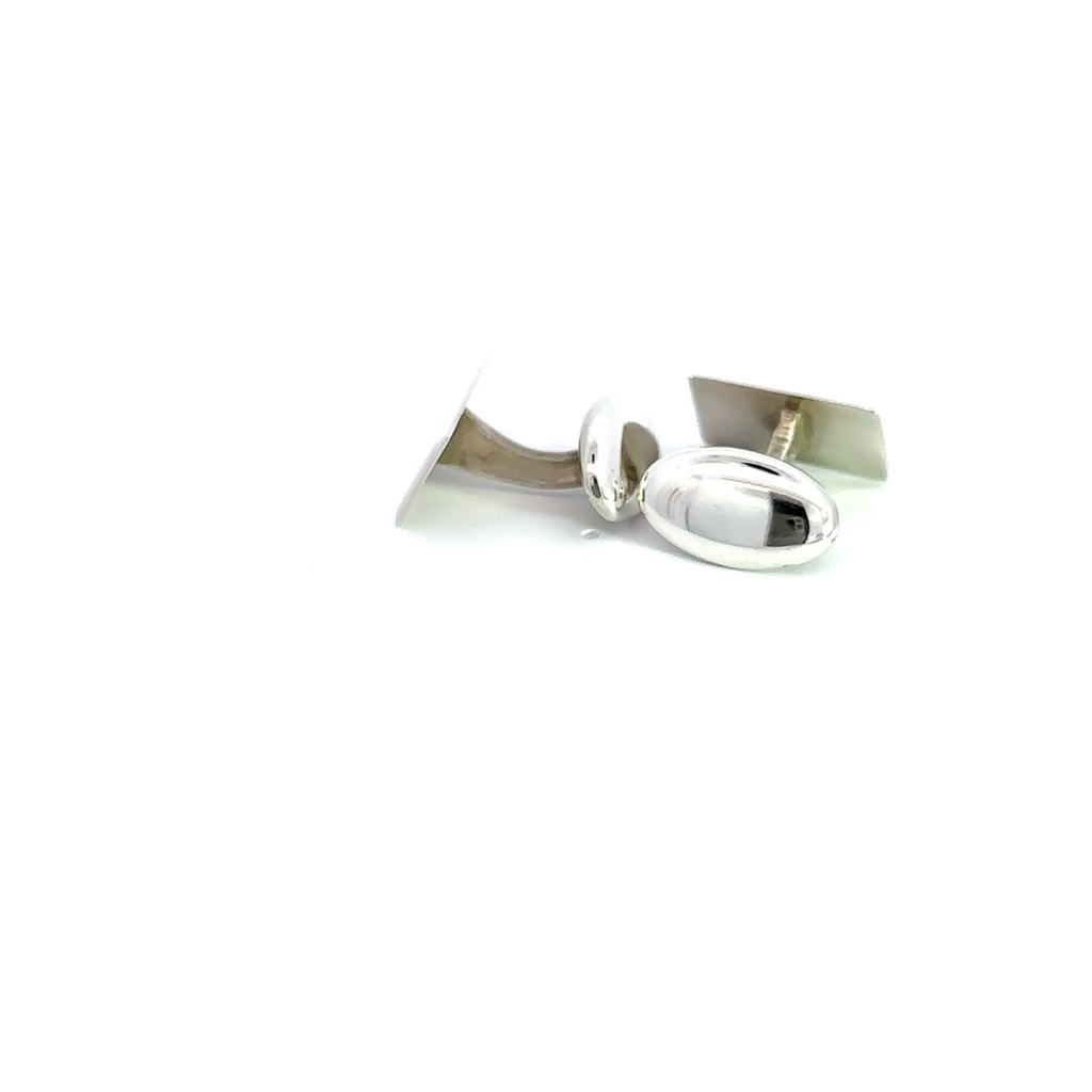 Sterling Silver Rectangle Shiny Cufflinks