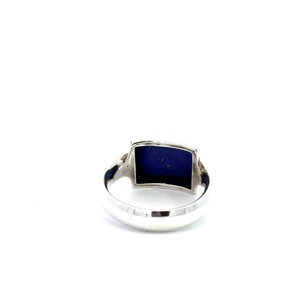 Silver Oval Cabochon Lapis Lazuli Ring