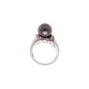 18ct White Gold Ring with Tahitian Pearl & Pave Diamonds