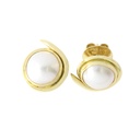 18ct Yellow Gold Bezel Set Mabe Pearl Studs