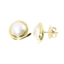 18ct Yellow Gold Bezel Set Mabe Pearl Studs