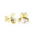 18ct Yellow Gold Bezel Set Mabe Pearl Studs