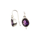 9ct White Gold Oval Faceted Amethyst Earrings