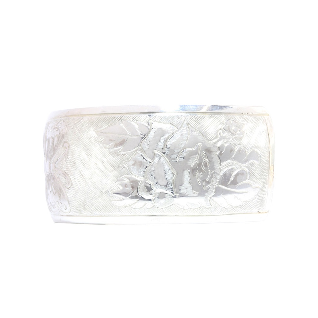 Silver Bird of Paradise, Hibiscus Rose & Butterfly Cuff
