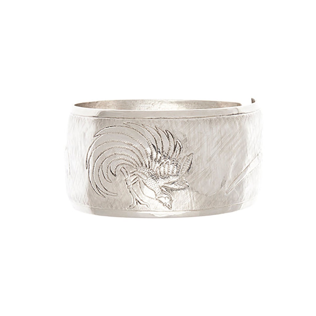 Silver PNG Motif Repousse Cuff