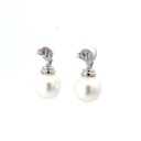 18K white gold earrings with south sea pearl, diamond pave stud