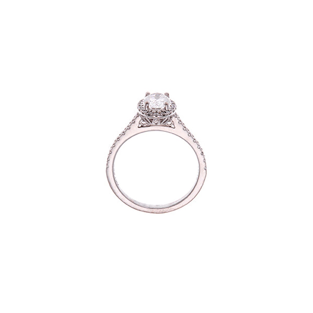 18ct White Gold Oval Halo Diamond Ring
