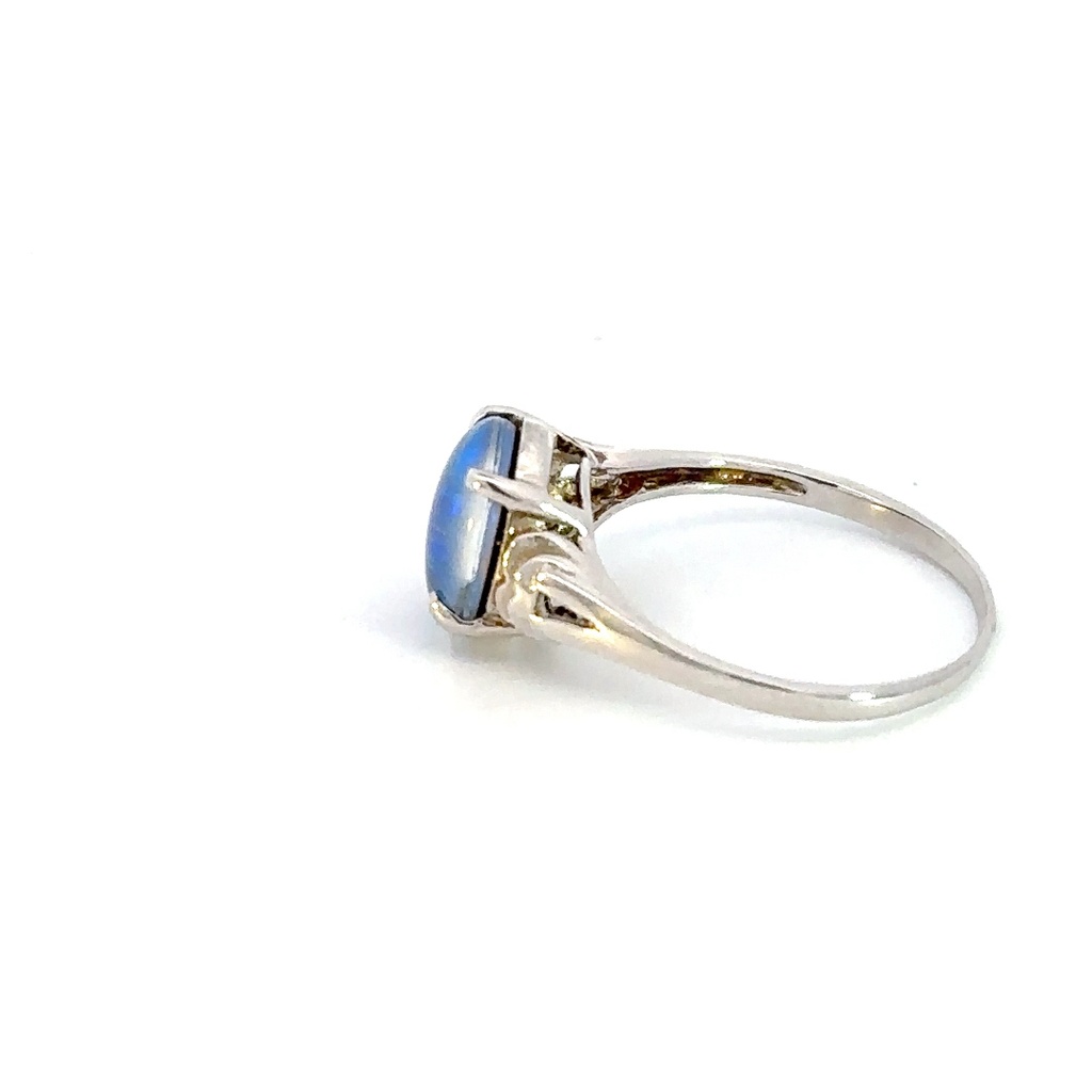 Silver Triplet Opal Ring with Blues & Greens