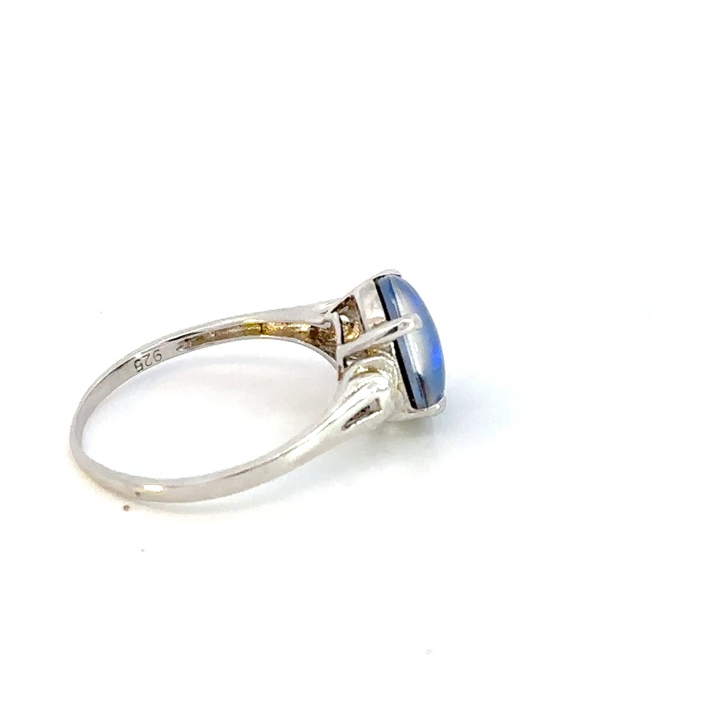 Silver Triplet Opal Ring with Blues & Greens