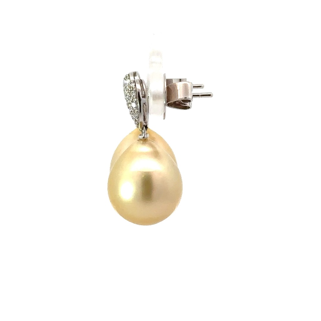 GOLD SOUTH SEA PEARLS PAVE STUD 18K