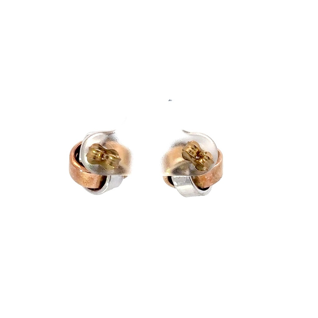 Three tone knot stud earrings 9K