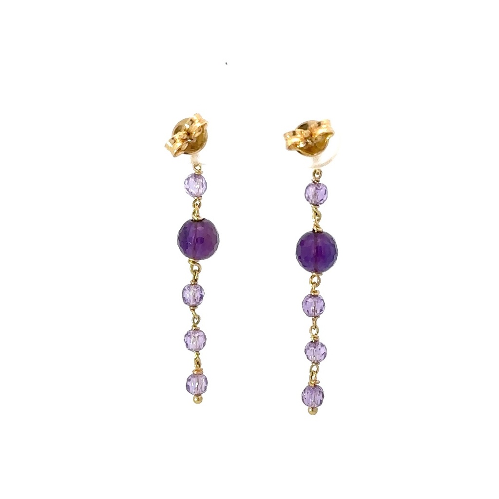 18K yellow gold amethyst drop earrings