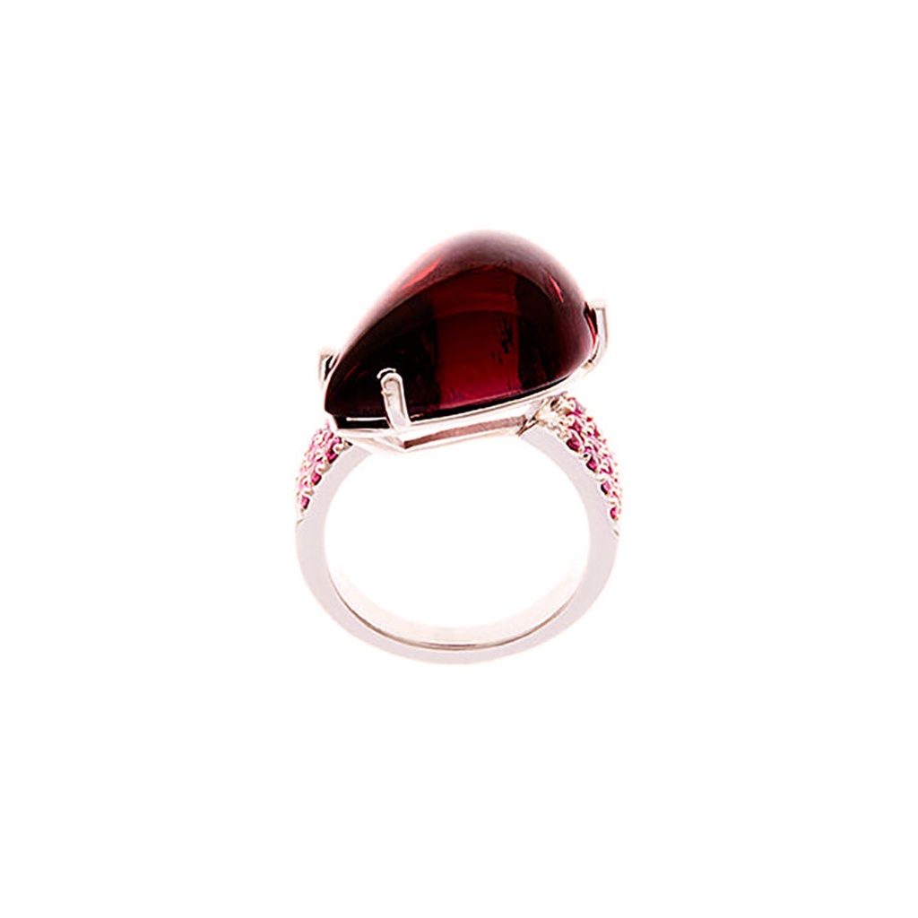 Platinum Rubellite Tourmaline and Pink Sapphire Ring