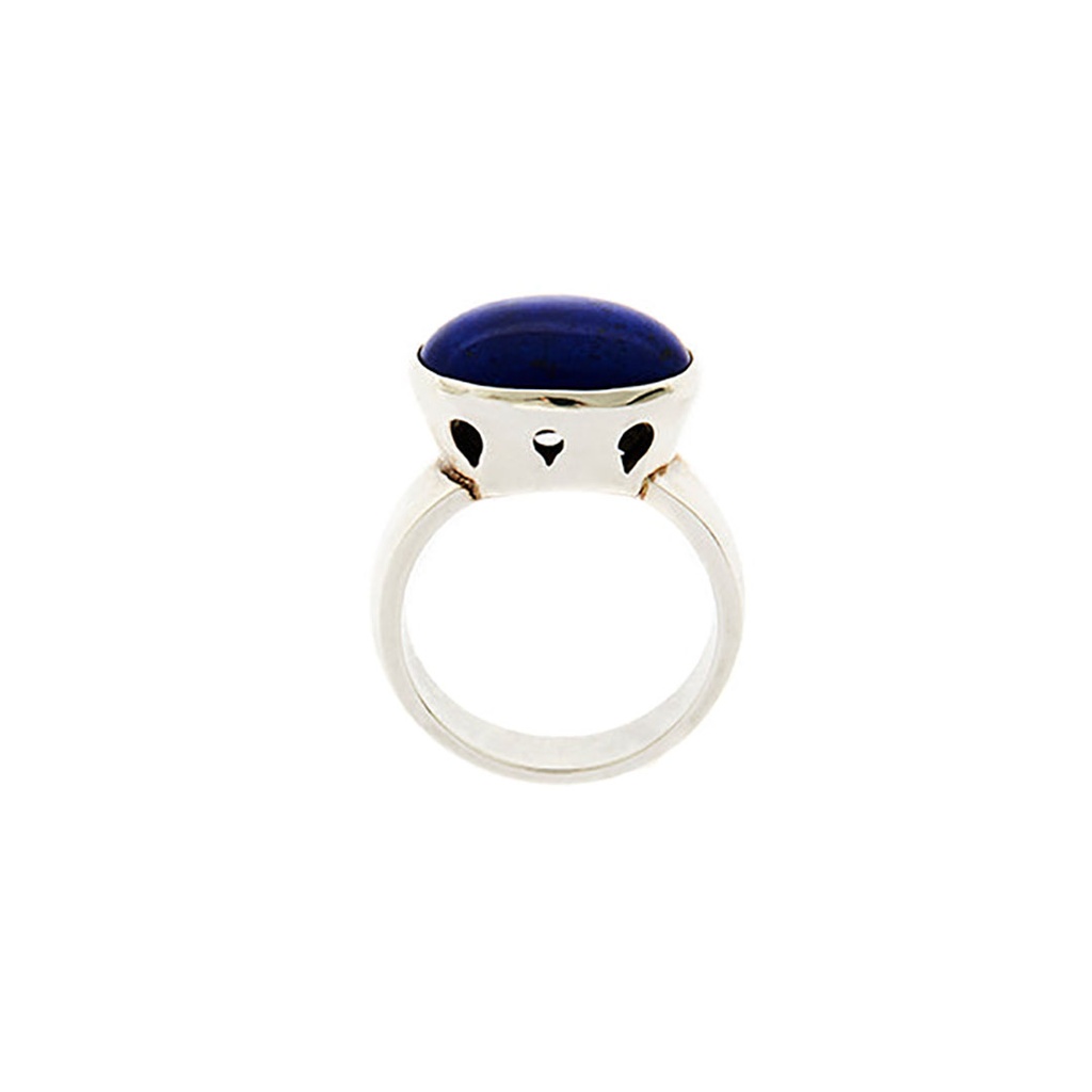 Silver Oval Bezel Set Lapis Lazuli Ring