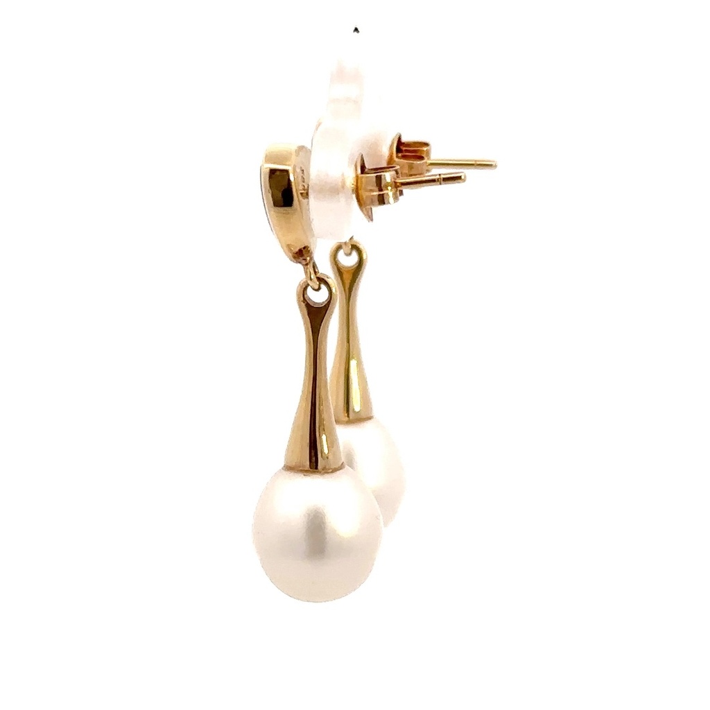 Fresh water pearl drops with opal studs 14K