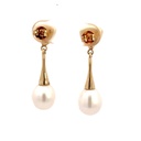 Fresh water pearl drops with opal studs 14K